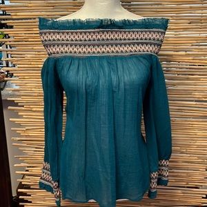 Love Sam Cotton Crepe Off The Shoulder Bohemian Blouse
